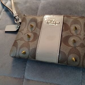 Coach Wristlet Studded W/ Gold Spikes